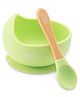 Milton Baby Silicone Suction Bowl With Spoon I BPA Free- Food Grade Material I Strong Silicone Suction I Prevent Messes And Spills I Quick Release Tab I  Heat Resistant I Elevated Side I Mint Green
