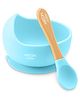Milton Baby Silicone Suction Bowl With Spoon I BPA Free- Food Grade Material I Strong Silicone Suction I Prevent Messes And Spills I Quick Release Tab I  Heat Resistant I Elevated Side I Sky Blue