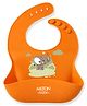Milton Baby Silicone Bib Elephant Print,Spill Resistant Apron,Water Proof,Easy To Clean Deep Food Catcher,Adjustable for Growing babies,Soft Comfortable material,Travel Friendly,No mess feeding,Orange