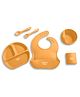 Milton Baby Silicone Feeding Set of 6 I Strong Suction Base With Release Tab I 100% Food Grade-BPA Free I Weighted Base Tumbler I No Mess I Adjustable Fit Bib I Soft Spoon I Orange