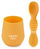 Milton Baby Silicone Tumbler With Spoon I Baby & Toddler Training Cup & Spoon I BPA Free-100% Food Grade I Weighted Base To Prevent Tip-Overs I Anti Slip Bottom I Gentle on Tender Gums I Orange