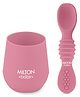 Milton Baby Silicone Tumbler With Spoon I Baby & Toddler Training Cup & Spoon I BPA Free-100% Food Grade I Weighted Base To Prevent Tip-Overs I Anti Slip Bottom I Gentle on Tender Gums I Pink