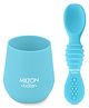 Milton Baby Silicone Tumbler With Spoon I Baby & Toddler Training Cup & Spoon I BPA Free-100% Food Grade I Weighted Base To Prevent Tip-Overs I Anti Slip Bottom I Gentle on Tender Gums I Light Blue