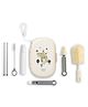 Milton Baby 5-in-1 Travel Bottle Cleaner Kit I Bottle, Nipple & Straw Cleaner I BPA Free - Food Grade Silicone Brush, Compact Soap Dispenser, Drying Rack, Home Travel Essential, Crocodile Print, Cream