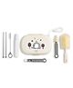 Milton Baby 5-in-1 Travel Bottle Cleaner Kit I Bottle, Nipple & Straw Cleaner I BPA Free - Food Grade Silicone Brush, Compact Soap Dispenser, Drying Rack, Home Travel Essential, Elephant Print, Cream