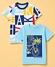 Honeyhap Premium Cotton Knit T-Shirts with Half Sleeves and Typography Print in Light Blue Pack of 2