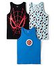 Bodycare Knitted Sleeveless Vests With Spider Man Graphic Pack of 3 - Black, Blue & Aqua Blue