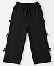 Babyhug Cotton Looper Knit Full Length Lounge Pants with Bow Applique - Black
