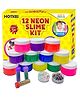 HOTKEI (12 Neon Slime kit) DIY Neon Colored Fruit Scented Slimy Gel Jelly Set Kit Air Dry Magical Crystal Clay Putty Toy Kit for Girls Boys Kids Slime with Glitter| Stars | Color Beads Set