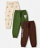 Babyhug Cotton Knit Full Length Lounge Pant with Tiger Print Pack of 3 - Green Maroon Beige