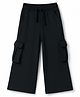Babyhug Cotton Looper Knit Full Length Solid Lounge Pant With Cargo Pockets - Black