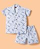 Radutu Cotton Knit Half Sleeves Floral Printed Co-Ords Shirt & Shorts Set - Light Blue