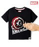 Babyhug Marvel Single Jersey Knit Half Sleeves Round Neck T-Shirt With Captain America Shield Reversible Sequins - Black