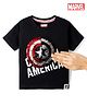 Babyhug Marvel Single Jersey Knit Half Sleeves Round Neck T-Shirt With Captain America Shield Reversible Sequins - Black