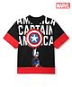 Pine Kids Marvel 100% Cotton Single Jersey Knit T-Shirts with Half Sleeves and Captain America Graphic Print & Sequin Detailing - Black