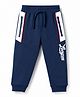 Babyhug Cotton Looper Knit Full Length Joggers With League Text Print & Pockets - Navy Blue