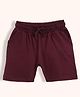 Orange Sugar 100% Cotton Knit Solid Shorts - Wine