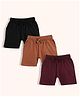 Orange Sugar 100% Cotton Knit Pack Of 3 Solid Shorts - Black Brown & Wine