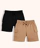 Orange Sugar 100% Cotton Knit Pack Of 2 Solid Cargo Style Shorts - Light Brown & Black