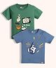 Orange Sugar 100% Cotton Knit Pack Of 2 Half Sleeves K Star Text & Guitar Printed Tees - Green & Air Force Blue