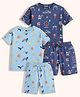 Orange Sugar 100% Cotton Knit Pack Of 2 Half Sleeves Sea Life & Carnival Theme Printed Coordinating Tee & Shorts Night Suit - Sky Blue & Deep Blue