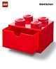 LEGO Small Stackable Storage Box with  Drawer - 4 Knobs, 2.9 L, Red  | Plastic Desk Organizer for Kids, Adults | Stackable Toy Storage Box, Office Desk Drawer, LEGO Accessories Organizer
