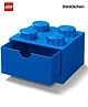 LEGO Small Stackable Storage Box with  Drawer - 4 Knobs, 2.9 L, Blue | Plastic Desk Organizer for Kids, Adults | Stackable Toy Storage Box, Office Desk Drawer, LEGO Accessories Organizer