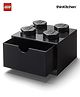 LEGO Small Stackable Storage Box with  Drawer - 4 Knobs, 2.9 L, Black | Plastic Desk Organizer for Kids, Adults | Stackable Toy Storage Box, Office Desk Drawer, LEGO Accessories Organizer