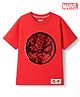 Honeyhap Marvel 100% Cotton Single Jersey Knit Half Sleeves T-Shirt with Spiderman Sequins - Red