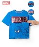 Pine Kids Marvel 100% Cotton Single Jersey Knit Half Sleeves T-Shirts with Spider Man Graphic and Marvel Reversible Sequins - Blue