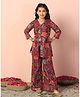 Fashion Dream Georgette Knit  Three Fourth Sleeves Floral Printed Coordinating Kurti & Pants Set - Maroon
