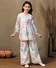 Fashion Dream Georgette Knit Three Fourth Sleeves Sea Life Printed Coordinating Kurti & Pants Set - Light Pink