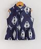 Hugsntugs Cotton Woven Sleeveless Tie Dye Peplum Top - Navy Blue