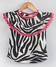 Hugsntugs Cotton Woven Sleeveless Zebra Pattern Printed Top - Black