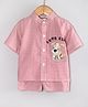 Hugsntugs Cotton Woven Half Sleeves Checked & Puppy Patch  Detailed Coordinating Shirt & Shorts Set - Red