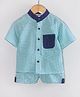 Hugsntugs Cotton Woven Half Sleeves Checked Coordinating Shirt & Shorts Set - Blue