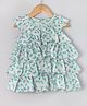 Hugsntugs Cotton Woven Sleeveless Watermelon Printed Tiered Dress - Blue