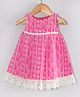 Hugsntugs Schiffili Woven Sleeveless Schiffli Embroidered Dress - Pink