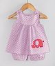 Hugsntugs Cotton Woven Sleeveless Polka Dots Printed & Elephant Embroidered Top &  Shorts - Purple