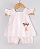 Hugsntugs Cottton Woven Sleeveless Striped Top & Shorts - Pink