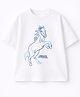 ZIP ZAP ZOOP Cotton Knit Half Sleeves Horse Printed Tee - Multi Colour & White