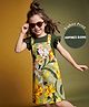 OLLINGTON ST. Cotton Sinker Knit Half Sleeves Top & Floral  Printed Pinafore - Green