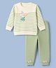 Orange Bubbles Knit Full Sleeves T-Shirt & Pyjama Night Suit with Stripes & Mouse Print - Light Blue