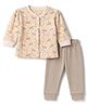 Orange Bubbles Knit Full Sleeves T-Shirt & Pyjama Night Suit with Sparkle Like a Unicorn Print - Peach