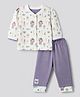 Orange Bubbles) Knit Full Sleeves T-Shirt & Pyjama Night Suit with Sea Animal & Diver Print - Purple
