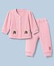 Orange Bubbles) Knit Full Sleeves T-Shirt & Pyjama Night Suit with Strawberry Patch - Pink