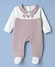Orange Bubbles Jacquard Woven Full Sleeves Romper With Hearts & Butterfly Patch - Purple