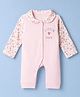 Orange Bubbles Interlock Woven Full Sleeves Rompers With Little One Text & Heart Print - Pink
