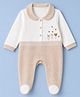 Orange Bubbles Jacquard Woven Full Sleeves Rompers  With Floral Embroidery - Mustard
