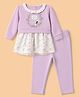 Orange Bubbles) Interlock Knit Full Sleeves Top & Pants Set With  Floral Print - Purple